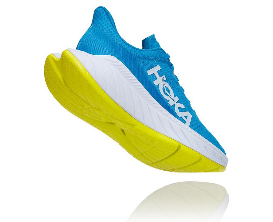 Hoka Australia One One Carbon X 2 - Womens Running Shoes Blue/White - UKOZY-4916